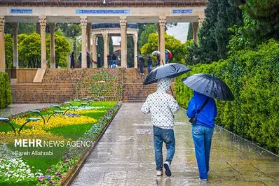 بارش باران بهاری در حافظیه و سعدیه شیراز+ عکس